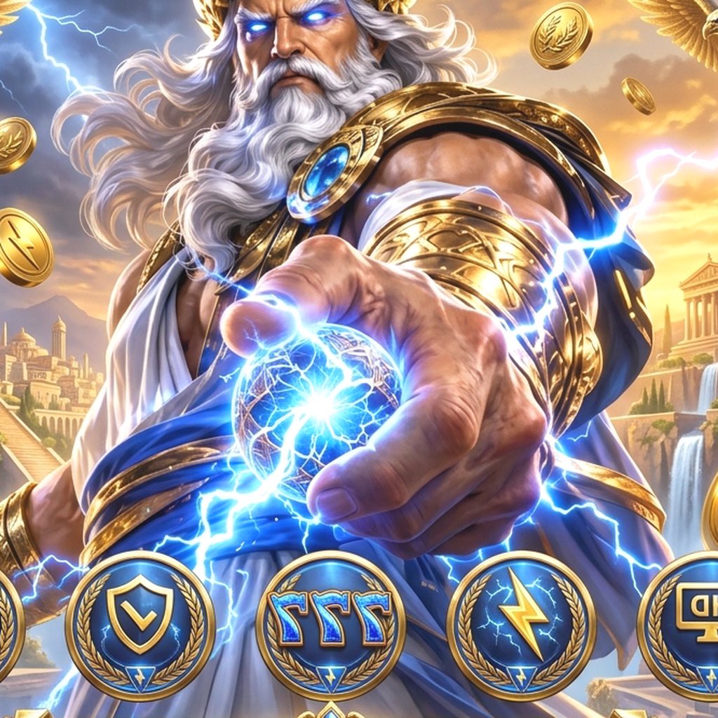 Tampilan Gates of Olympus SIS4D dengan nuansa dewa Yunani dan informasi bonus deposit pertama